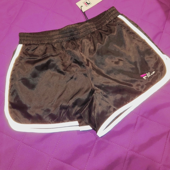 N.W.T. Fila shorts shiny black satin - Picture 12 of 16